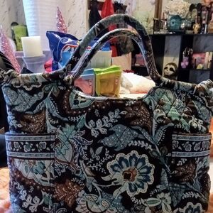 Vera Bradley Blue and Brown Floral Tote Bag